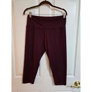 Womens Athletic Capri Leggings Burgundy XXL Workout Gym Fitness Comfy /0325